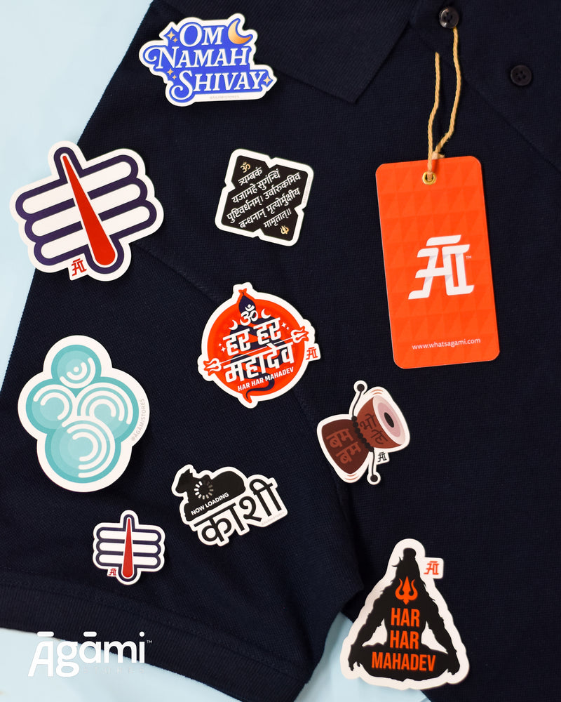 Mahakal Shiva Pack | Polo Neck T-shirt, Stickers & Badge