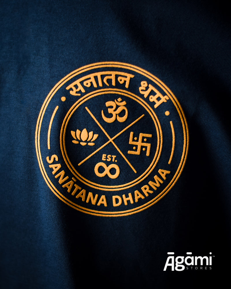 Sanatana Dharma Emblem Tshirt - Navy Blue
