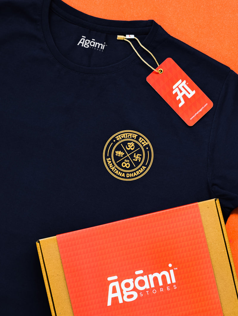 Sanatana Dharma Emblem Tshirt - Navy Blue