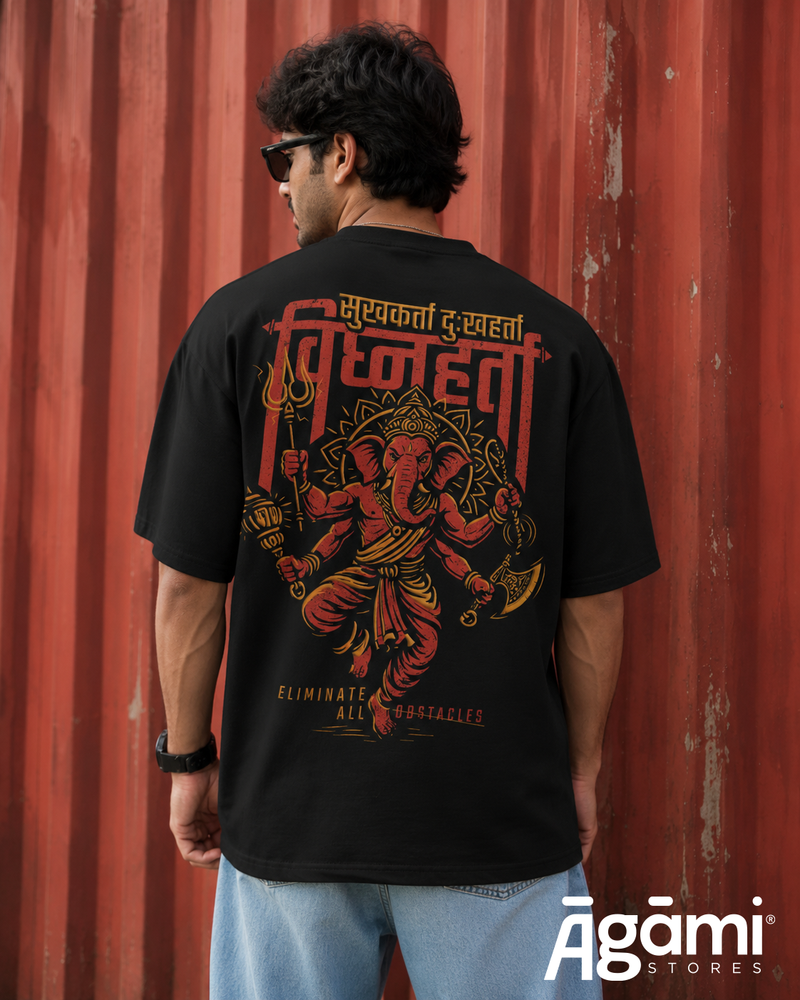 Ganpati Vighnaharta - Black Oversized