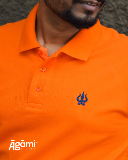 Trishul Polo Neck T-shirt - Orange | Regular Fit