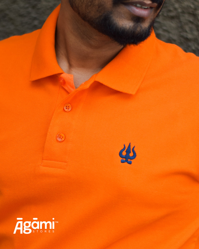 Trishul Polo Neck T-shirt - Orange