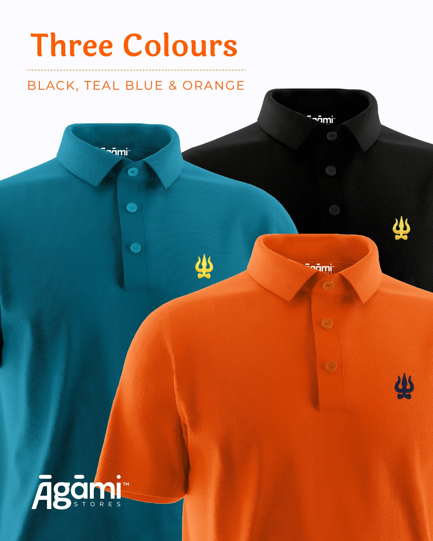 Trishul Polo Neck T-shirt - Orange | Regular Fit