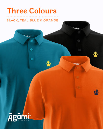Trishul Polo Neck T-shirt - Orange | Regular Fit