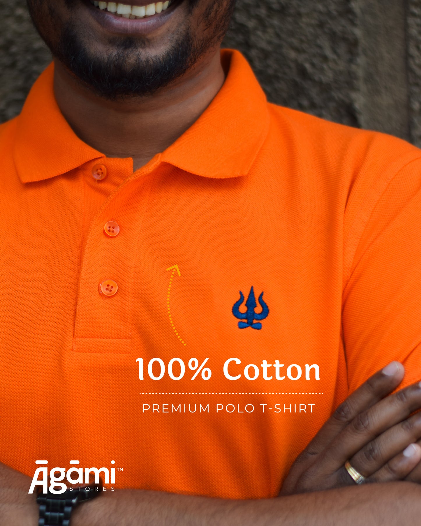 Trishul Polo Neck T-shirt - Orange | Regular Fit