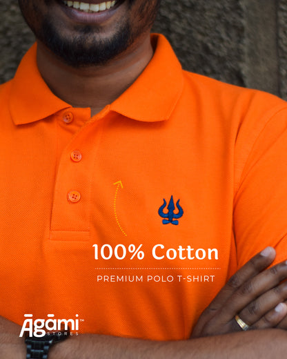 Trishul Polo Neck T-shirt - Orange | Regular Fit