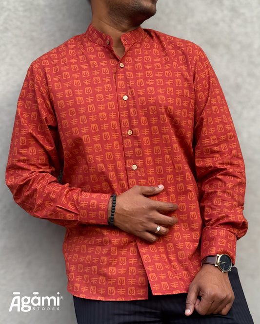 Printed Shiva Shirt - Regular Fit Full Sleeves Shirt | Maroon