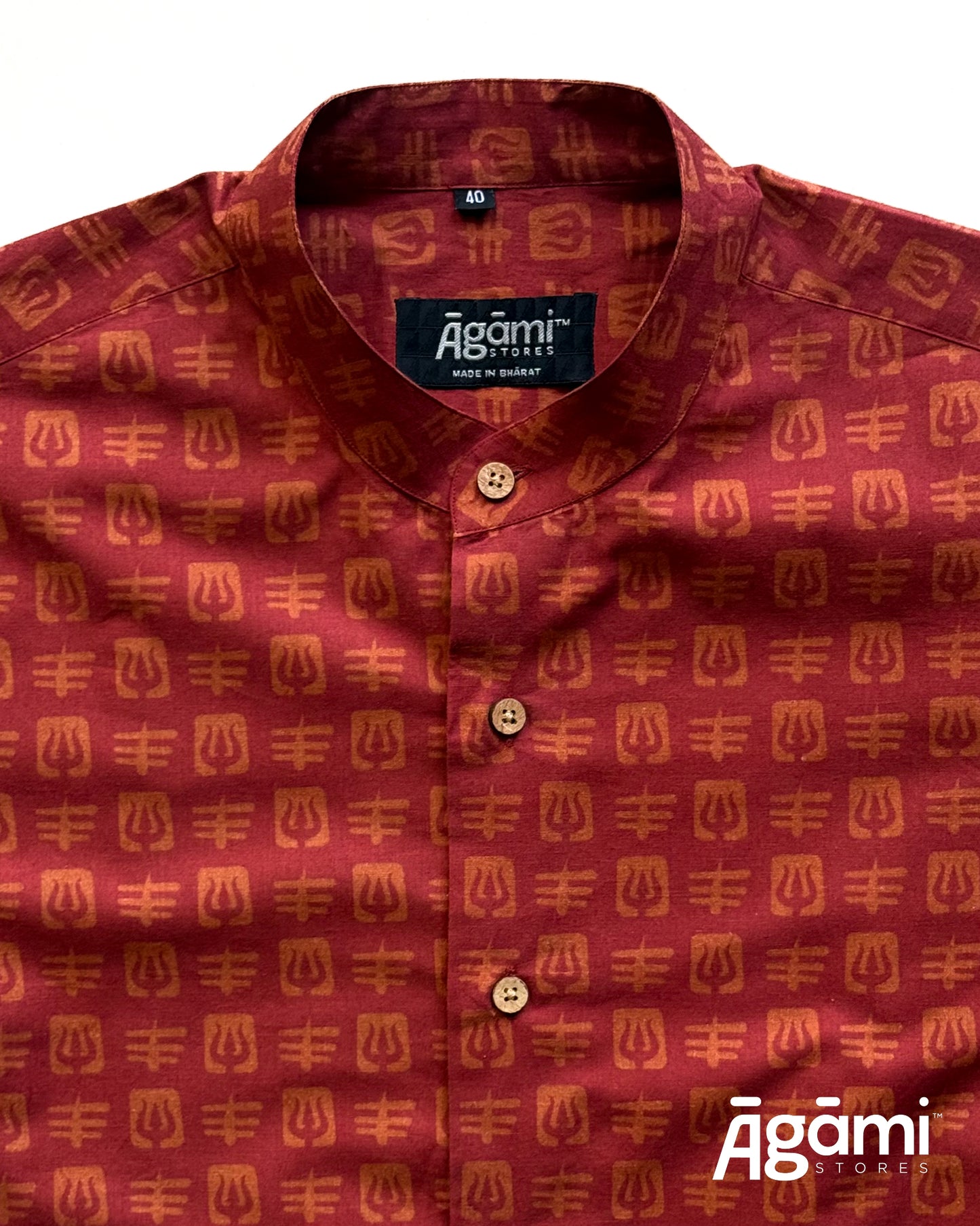 Printed Rudra Shirt - Regular Fit Full Sleeves Shirt | Maroon