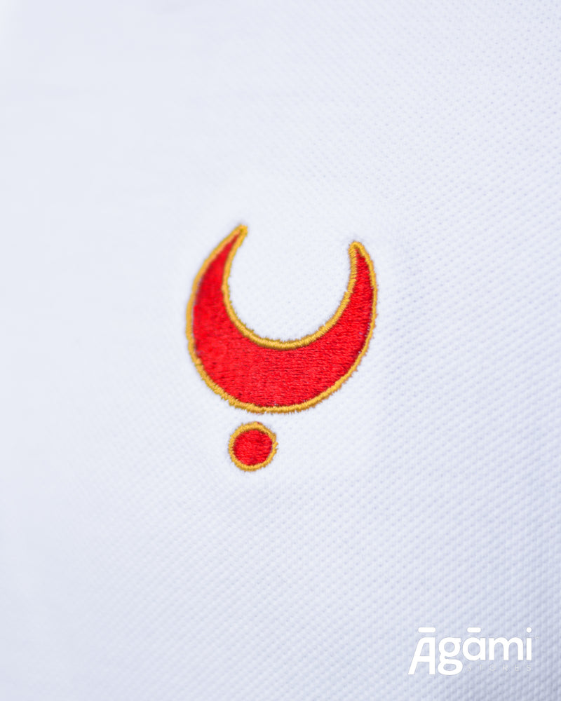 Chhatrapati Shivaji Maharaj Chandrakor Tilak Polo Neck Tshirt | White