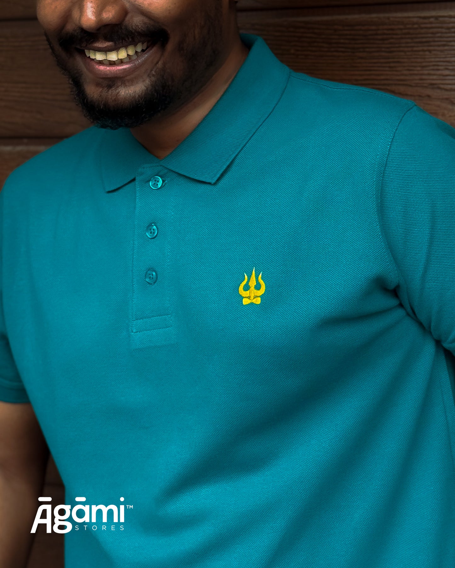 Trishul Polo Neck - Teal Blue | Regular Fit