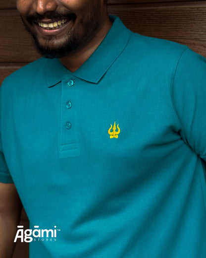 Trishul Polo Neck - Teal Blue | Regular Fit