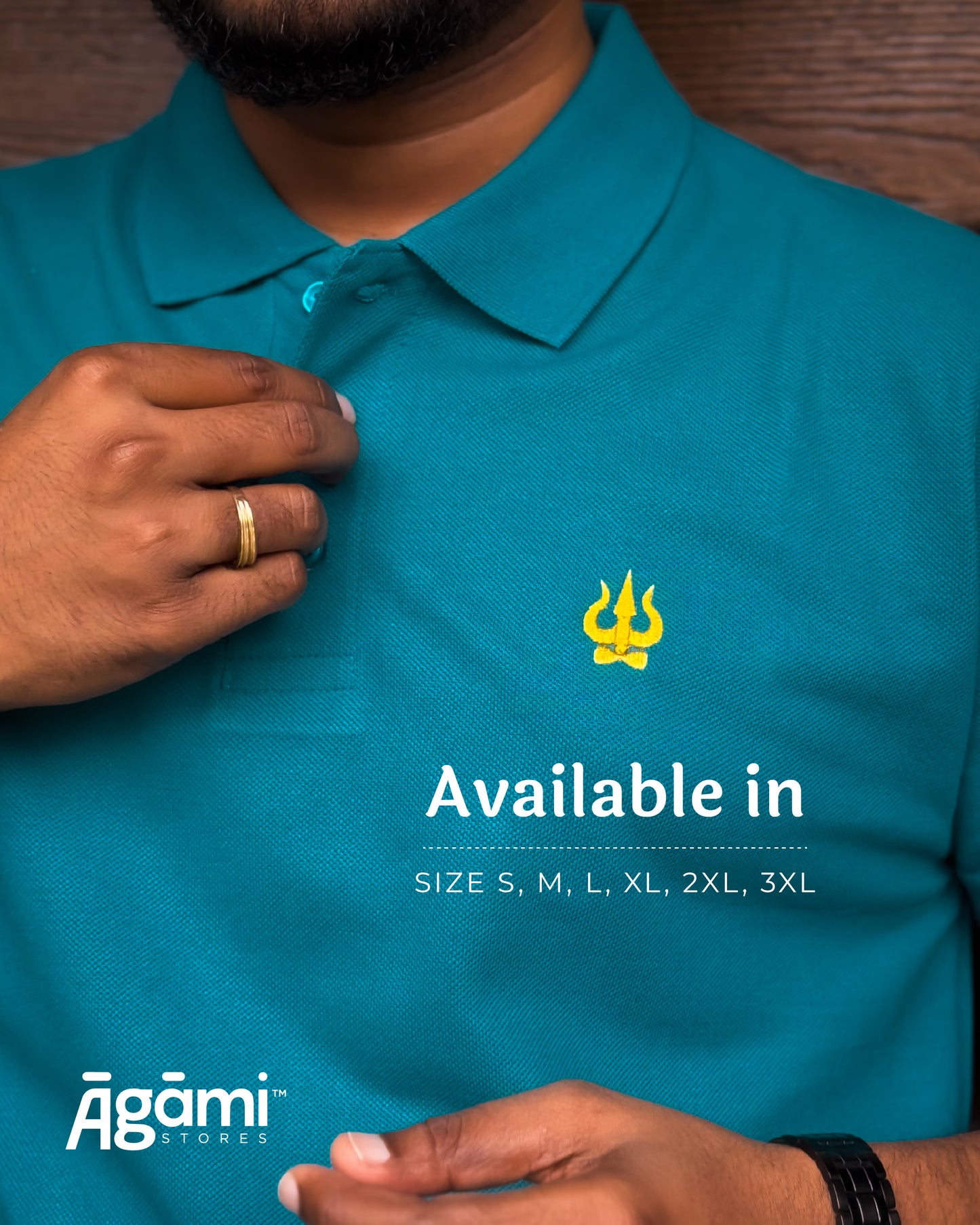 Trishul Polo Neck - Teal Blue | Regular Fit