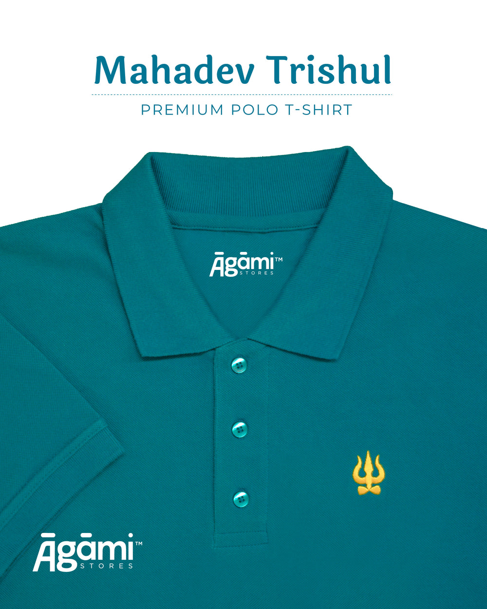 Trishul Polo Neck - Teal Blue