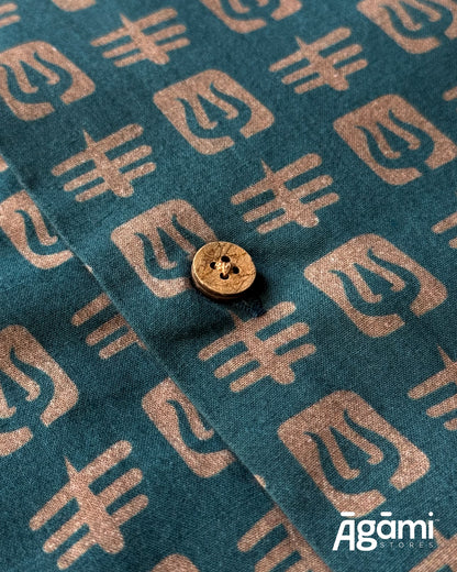 Printed Shiva Shirt - Half Sleeves Shirt | Teal Blue