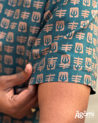Printed Shiva Shirt - Half Sleeves Shirt | Teal Blue
