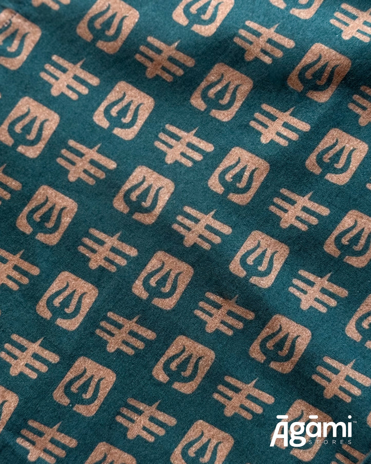 Printed Shiva Shirt - Regular Fit Half Sleeves Shirt | Teal Blue