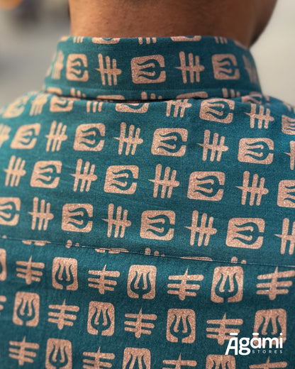 Printed Shiva Shirt - Half Sleeves Shirt | Teal Blue