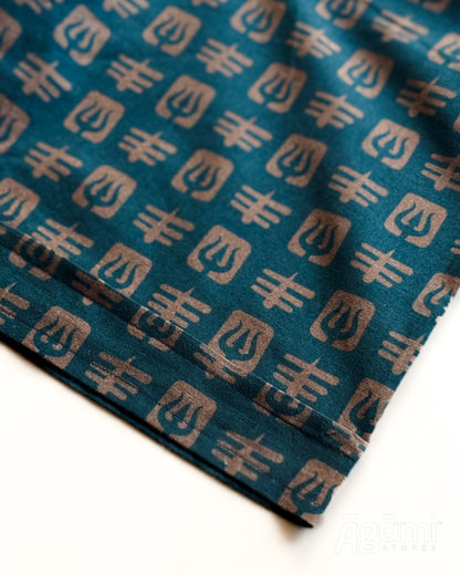 Printed Shiva Shirt - Half Sleeves Shirt | Teal Blue