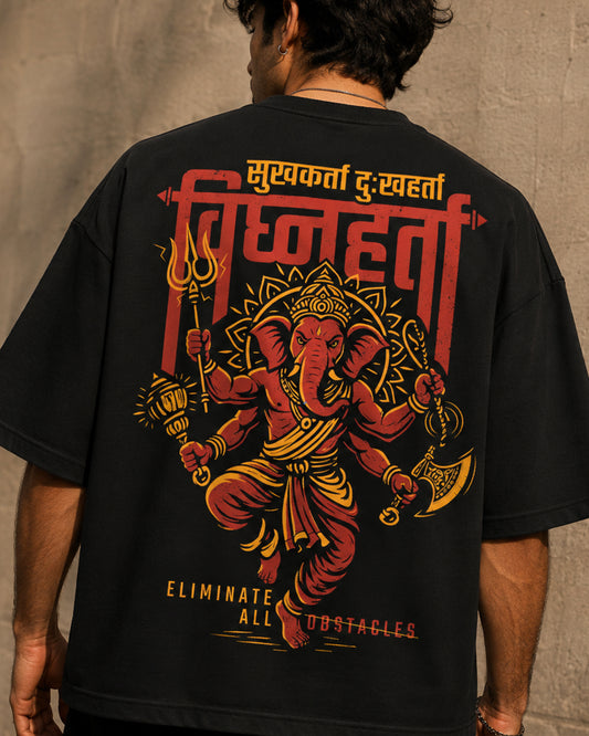 Ganpati Vighnaharta - Black Oversized