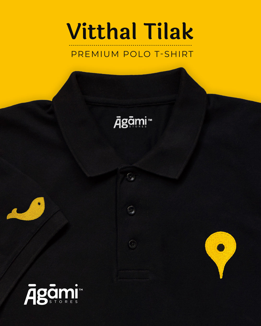 Vitthal Tilak Polo Tshirt - Black