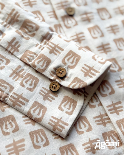 Printed Shiva Shirt - Full Sleeves Shirt | White