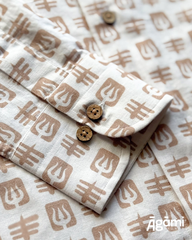 Printed Shiva Shirt - Full Sleeves Shirt | White