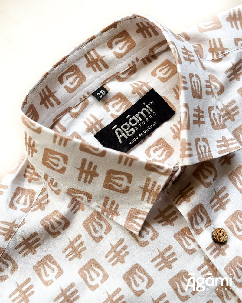 Printed Shiva Shirt - Full Sleeves Shirt | White