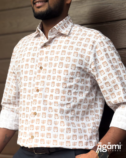Printed Shiva Shirt - Full Sleeves Shirt | White