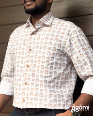 Printed Shiva Shirt - Full Sleeves Shirt | White
