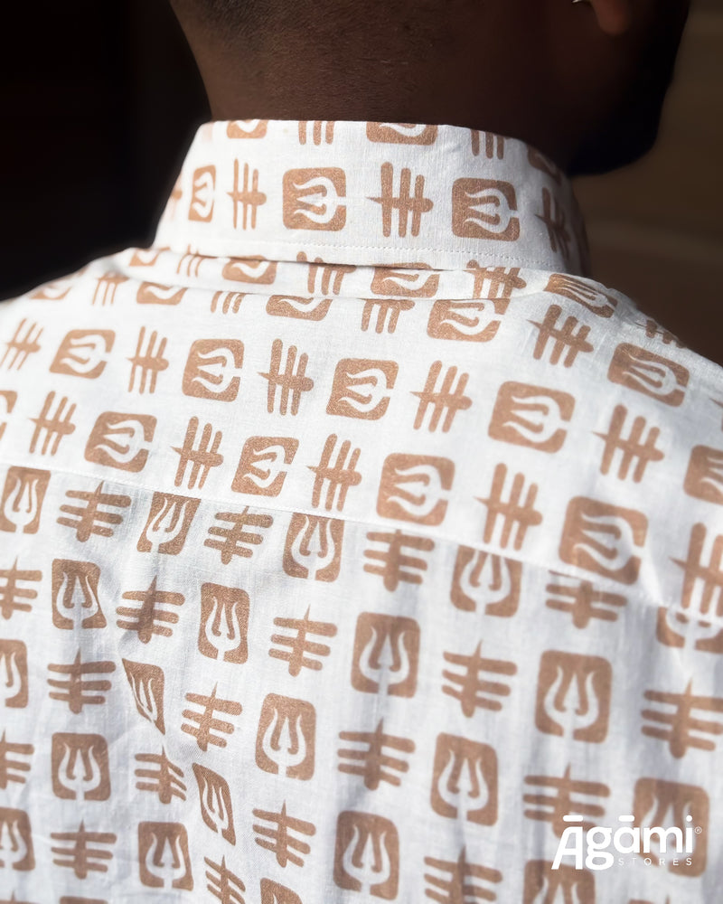 Printed Shiva Shirt - Full Sleeves Shirt | White