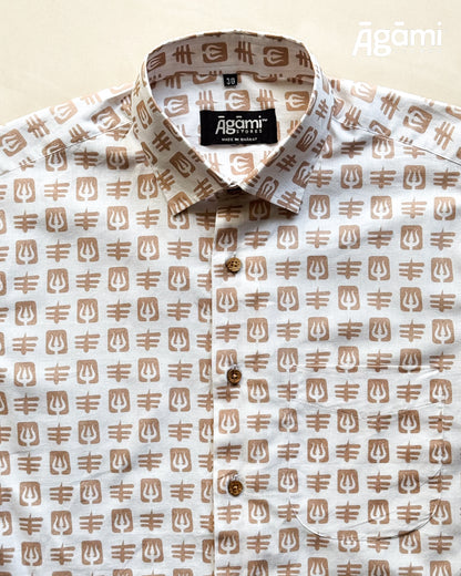 Printed Shiva Shirt - Full Sleeves Shirt | White