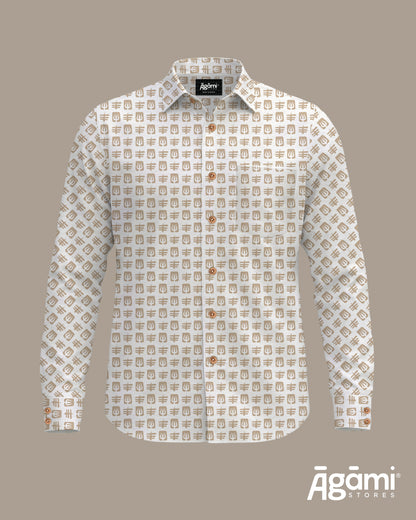 Printed Shiva Shirt - Full Sleeves Shirt | White
