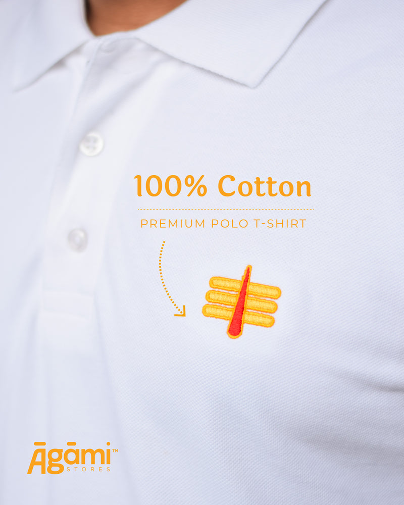 Mahakal Tilak Polo Neck T-shirt - White