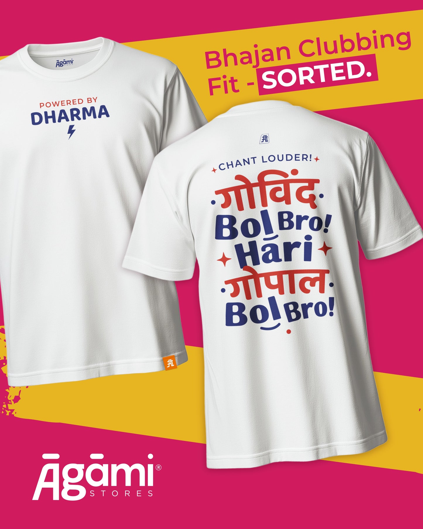 Powered by Dharma – Govind Bol Bro | Regular Fit - White