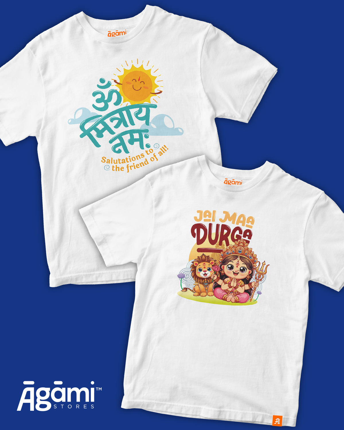 combo:jai-maa-durga-kids-tshirt-white,om-mitray-namah-kids-yoga-tshirt