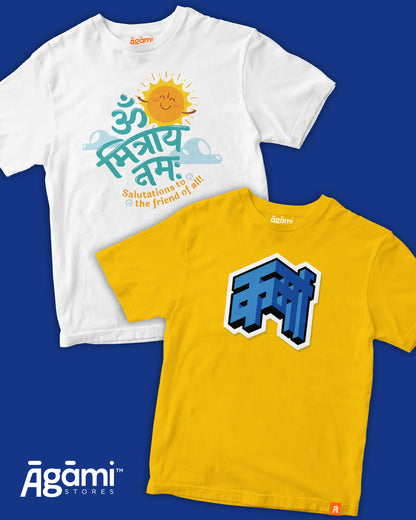 combo:om-mitray-namah-kids-yoga-tshirt,karma-kids-tshirt-yellow
