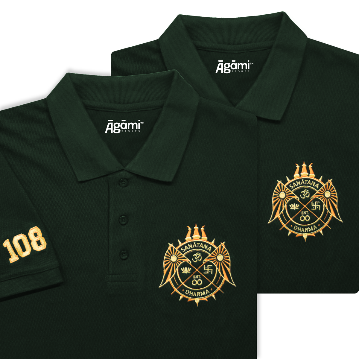 combo:sanatana-dharma-polo-neck-t-shirt-green,sanatana-dharma-polo-neck-t-shirt-green