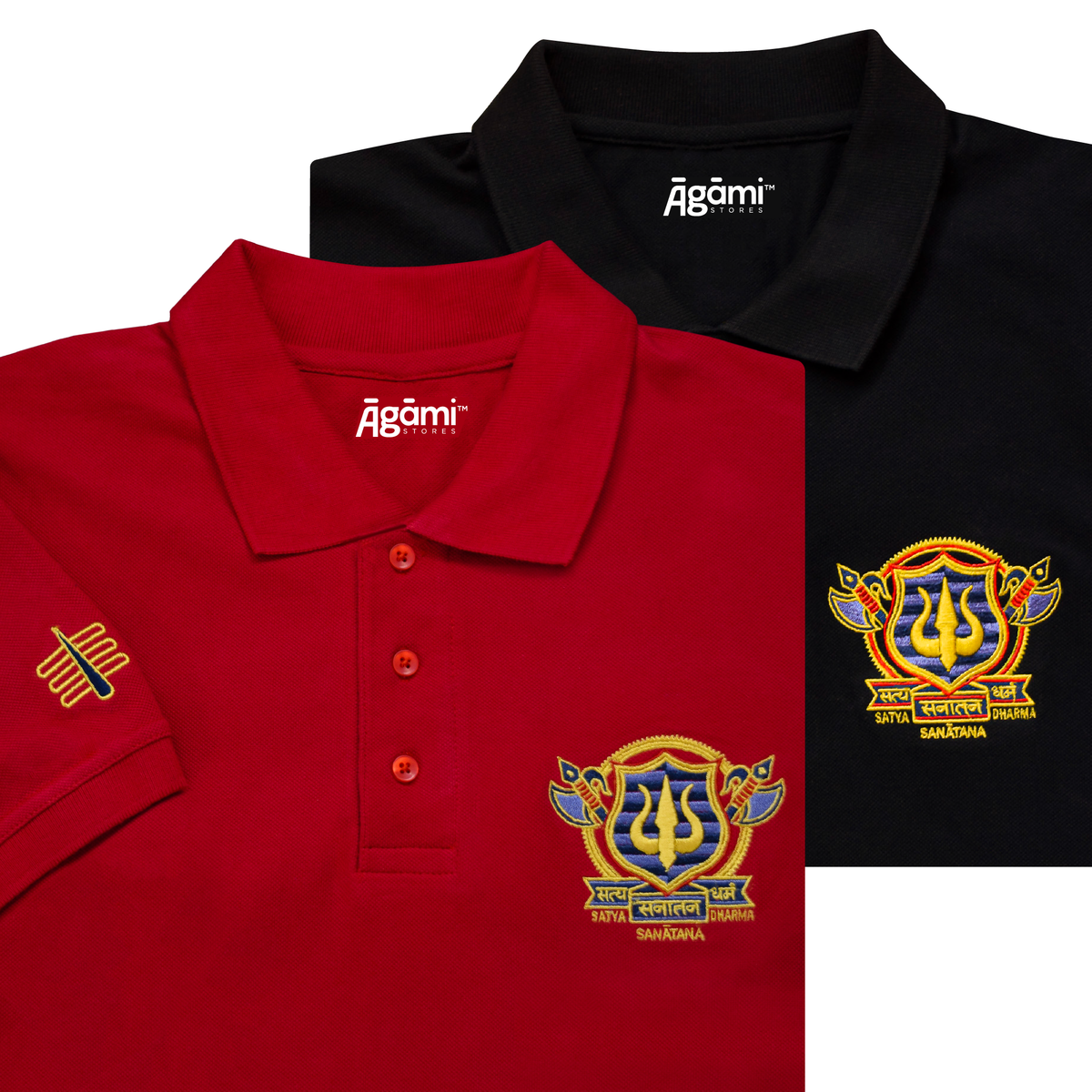 combo:satya-sanatana-dharma-polo-tshirt-mulberry-red,satya-santana-polo-tshirt-black