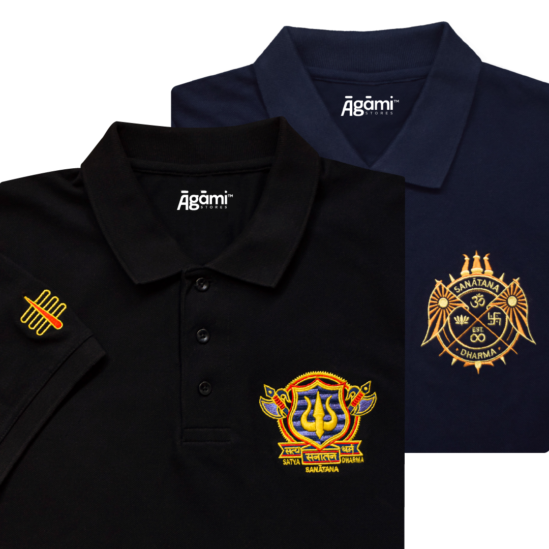 combo:satya-santana-polo-tshirt-black,sanatana-dharma-polo-neck-t-shirt-navy-blue