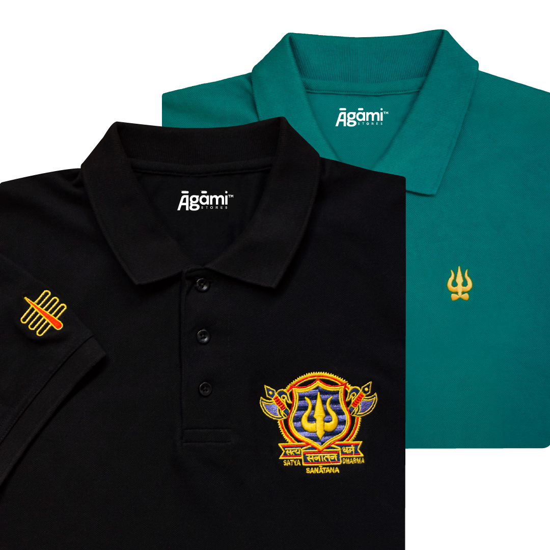 combo:satya-santana-polo-tshirt-black,trishul-polo-neck-teal-blue-regular-fit