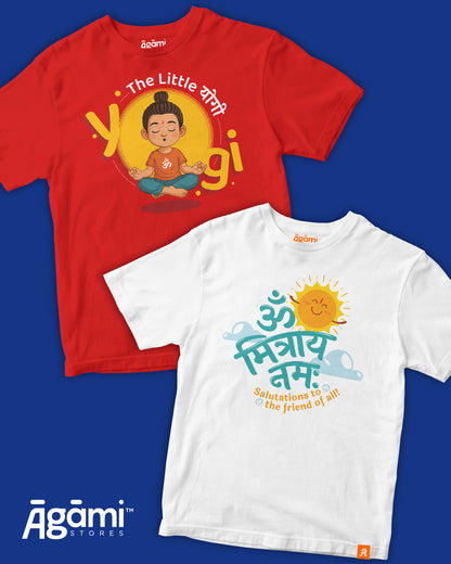 combo:the-little-yogi-kids-yoga-tshirt,om-mitray-namah-kids-yoga-tshirt
