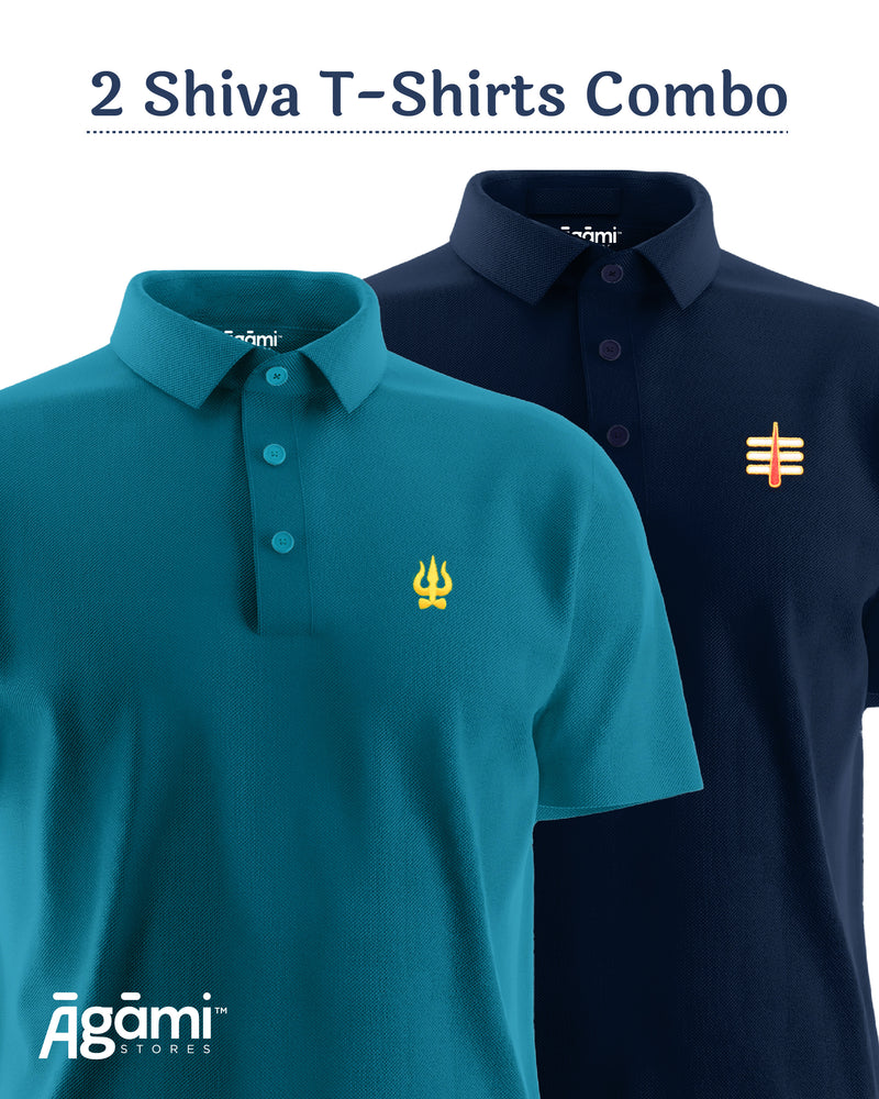 combo:trishul-polo-neck-teal-blue-regular-fit,mahakal-tilak-polo-neck-t-shirt-navy-blue