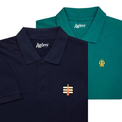 combo:trishul-polo-neck-teal-blue-regular-fit,mahakal-tilak-polo-neck-t-shirt-navy-blue